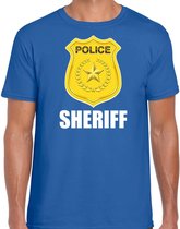 Sheriff police embleem t-shirt blauw voor heren - politie agent - verkleedkleding / kostuum M