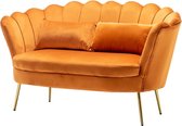 Zitbank Belle 2 zits goud oranje 140cm stof bankstel incl. 2 kussens bank