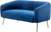 Zitbank Joanne 2 zits velvet blauw bankstel 140cm stof bank