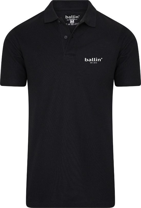 Heren Polo SS met Ballin Est. 2013 Basic Polo Print - Zwart - Maat XXL