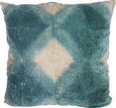 PTMD Cotton velvet cushion with fill aqua 60x60
