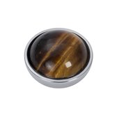 Top part brown amber stone - Zilverkleurig