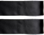 2x Hobby/decoratie zwarte satijnen sierlinten 2,5 cm/25 mm x 25 meter - Cadeaulint satijnlint/ribbon - Striklint linten zwart