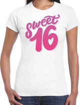 Sweet 16 cadeau t-shirt / outfit wit dames - dames shirt 16 jaar - verjaardag kleding XS