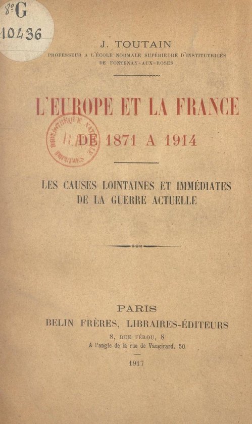 L'Europe et la France, de 1871 à 1914 - cover