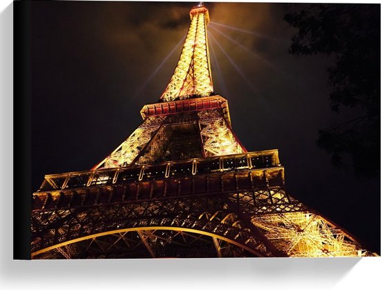 Canvas - Onderkant Eiffeltoren uit Parijs - Foto op Canvas Schilderij (Wanddecoratie op Canvas)