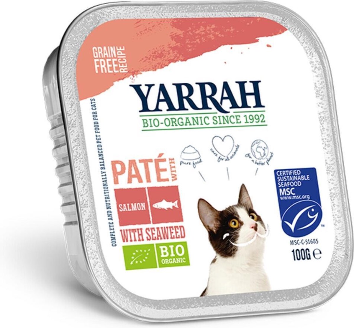 16x Yarrah Bio Kattenvoer Paté Zalm 100 gr