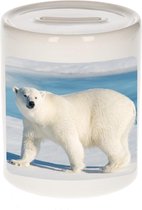 Dieren witte ijsbeer foto spaarpot 9 cm jongens en meisjes - Cadeau spaarpotten witte ijsbeer ijsberen liefhebber