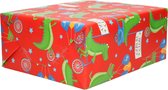 5x Inpakpapier kinderverjaardag rood met krokodillen thema 200 x 70 - cadeaupapier