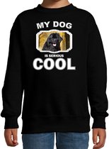 Newfoundlander  honden trui / sweater my dog is serious cool zwart - kinderen - Newfoundlanders liefhebber cadeau sweaters 7-8 jaar (122/128)
