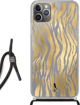 iPhone 11 Pro hoesje met koord - Tijgerprint Goud