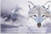 Schilderij - Wolven in de sneeuw, op jacht