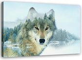Schilderij Wilde wolf, 2 maten, grijs/blauw (wanddecoratie)