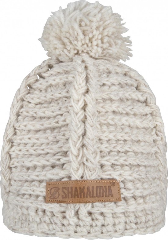 Shakaloha Gebreide Wollen Muts Heren & Dames Beanie Hat van schapenwol met polyester fleece voering - Baron Beanie Beige Unisex - One Size Wintermuts