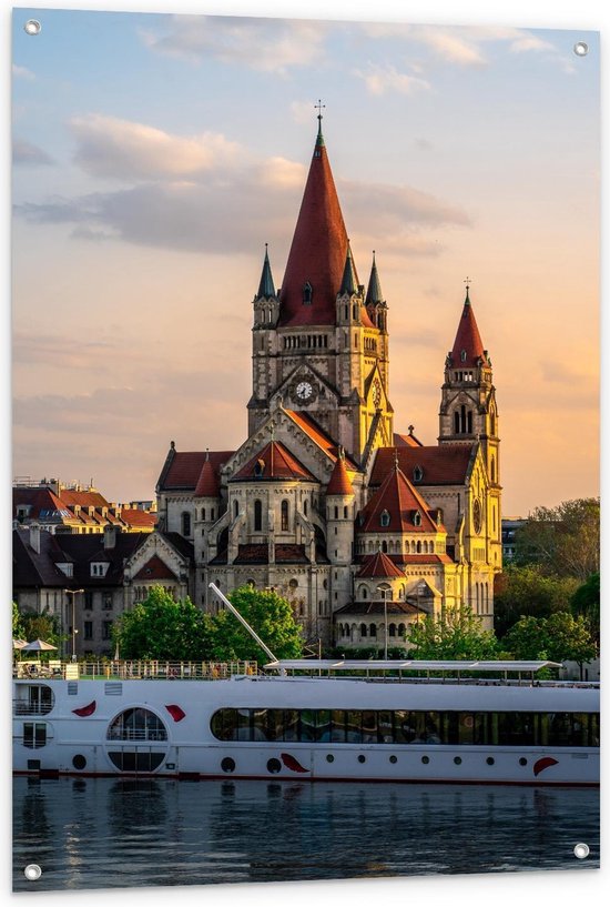 Tuinposter – Franciscus van Assisikerk - Wenen - 80x120cm Foto op Tuinposter  (wanddecoratie voor buiten en binnen)