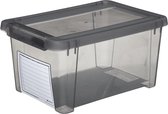 Five®  Opbergbox met label incl. stift (11 liter) grijs   - Wit & Grijs - Stapelbaar & Met deksel