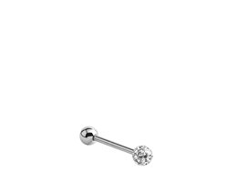 Lucardi Dames Tongpiercing barbell kristal - Piercing - Cadeau voor vrouwen - Staal - Zilverkleurig