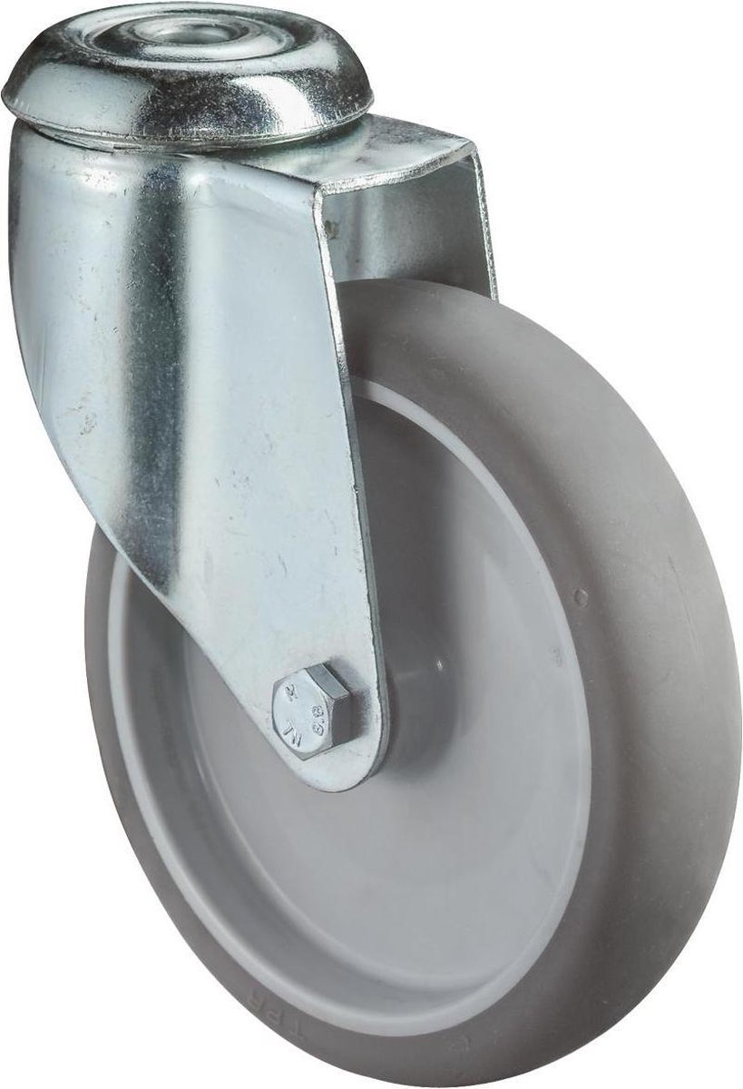 Zwenkwiel 125Mm Rubber Grijs