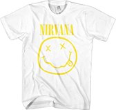 Nirvana Kinder Tshirt -Kids tm 12 jaar- Yellow Smiley Wit