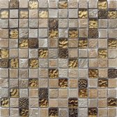 Alfa Mosaico Mozaiek Bonito steen mix travertine/glas 2,3x2,3x0,8 cm -  Mix, Grijs, Beige, Grijs Prijs per 1 matje.