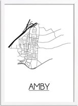 Amby Plattegrond poster A4 + Fotolijst Wit (21x29,7cm) - DesignClaud