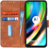KHAZNEH Motorola Moto G9 Plus Hoesje Retro Wallet Book Case Bruin
