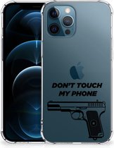 Cover Case iPhone 12 | 12 Pro Telefoonhoesje  met doorzichtige rand Pistol Don't Touch My Phone