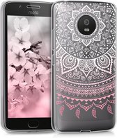 kwmobile telefoonhoesje voor Motorola Moto G5 - Hoesje voor smartphone in poederroze / wit / transparant - Indian Sun design