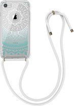kwmobile telefoonhoesje voor Apple iPhone 7 / 8 - Hoesje met koord in mintgroen / wit / transparant - Back cover voor smartphone