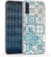 kwmobile telefoonhoesje voor Samsung Galaxy A70 - Hoesje voor smartphone in blauw / grijs / wit - Marokkaanse Tegels design