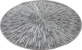 6x stuks ronde placemats zilver geponst 38 cm - Tafeldecoratie - Borden onderleggers van kunststof