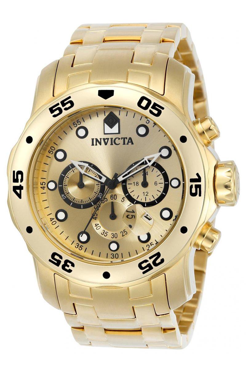 Invicta Pro Diver - SCUBA 0074 Heren Horloge - Waterdicht - Analoog - Quartz Uurwerk - Roestvrij Staal met gouden Wijzerplaat