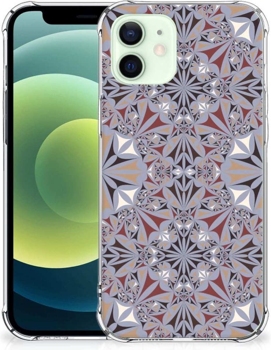 iPhone 12 Mini Anti-Shock Hoesje Flower Tiles