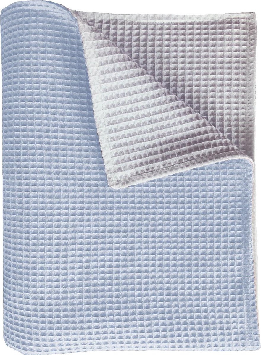 BINK Bedding wiegdeken Pique (Wafel) dubbelzijdig soft blue/wit 75 x 100 cm