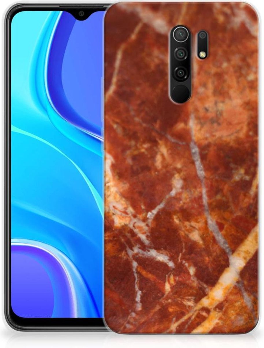 Xiaomi Redmi 9 TPU Siliconen Hoesje Marmer Bruin