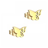 Aramat jewels ® - Oorbellen zweerknopjes vlinder chirurgisch staal goudkleurig 7x10mm
