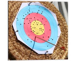 Dibond - Pijl en Boog Schieten - 50x50cm Foto op Aluminium (Wanddecoratie van metaal)