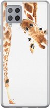 Samsung Galaxy A42 hoesje siliconen - Giraffe - Soft Case Telefoonhoesje - Tekst - Grijs