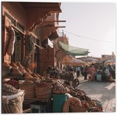Dibond - Markt in Marrakesh - Marokko  - 50x50cm Foto op Aluminium (Wanddecoratie van metaal)