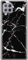 Samsung A42 hoesje siliconen - Marmer zwart | Samsung Galaxy A42 case | zwart | TPU backcover transparant