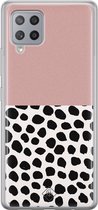 Samsung A42 hoesje siliconen - Stippen roze | Samsung Galaxy A42 case | Roze | TPU backcover transparant