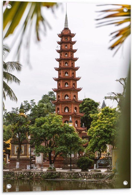 Tuinposter – Tran Quoc Pagoda - Vietnam - 60x90cm Foto op Tuinposter  (wanddecoratie voor buiten en binnen)