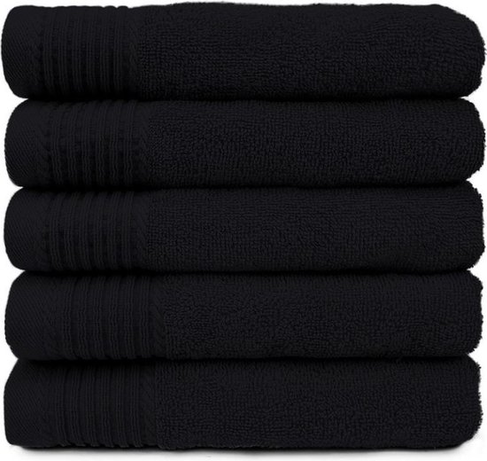 agitatie ik heb nodig slinger The One Voordeel Handdoeken Zwart 5 stuks 50x100cm | bol.com