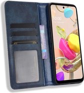 LG K42 Hoesje Retro Portemonnee Book Case Blauw