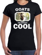 Dieren geiten t-shirt zwart dames - goats are serious cool shirt - cadeau t-shirt gevlekte geit/ geiten liefhebber S