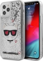 Zilver hoesje van Karl Lagerfeld - Backcover - voor de iPhone 12 Pro Max - Liquid Glitter