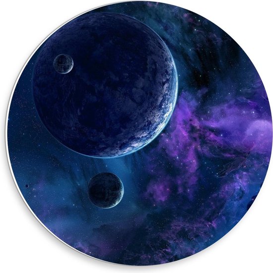 Forex Wandcirkel - Planeten in de Ruimte  - 30x30cm Foto op Wandcirkel (met ophangsysteem)