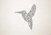 Line Art - Vogel Kolibrie - XS - 29x25cm - EssenhoutWit - geometrische wanddecoratie