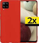 Samsung A12 Hoesje Back Cover Siliconen Case Hoes Rood - 2 Stuks