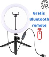Ringlamp – Met Statief – Smartphone – Telefoon – 10 inch – Tafelmodel – Make-up – TikTok – Vloggen – Explainer video – Tutorial – Telefoonhouder